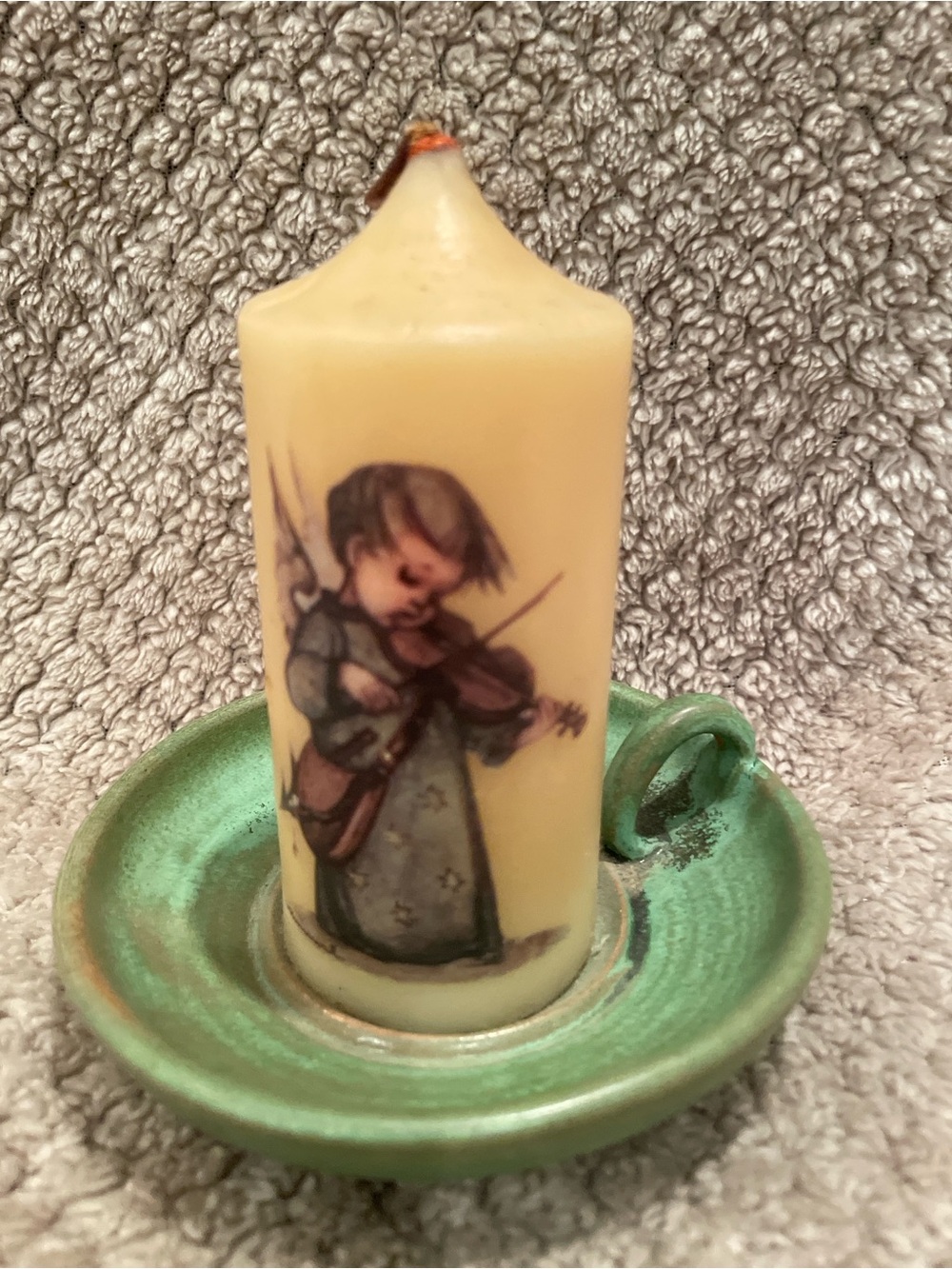 Hummel Ivory Angel Violin Decorative Pillar Candle